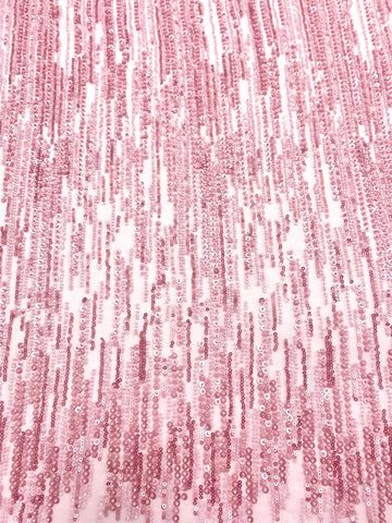 Dantela Couture Roz cu Model Liniar, cu Margele si Paiete