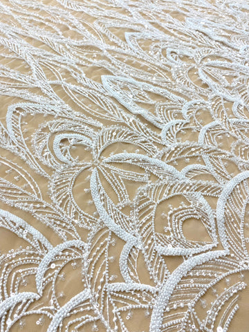 Dantela Couture Ivory geometriai mintával, gyöngyökkel és flitterekkel