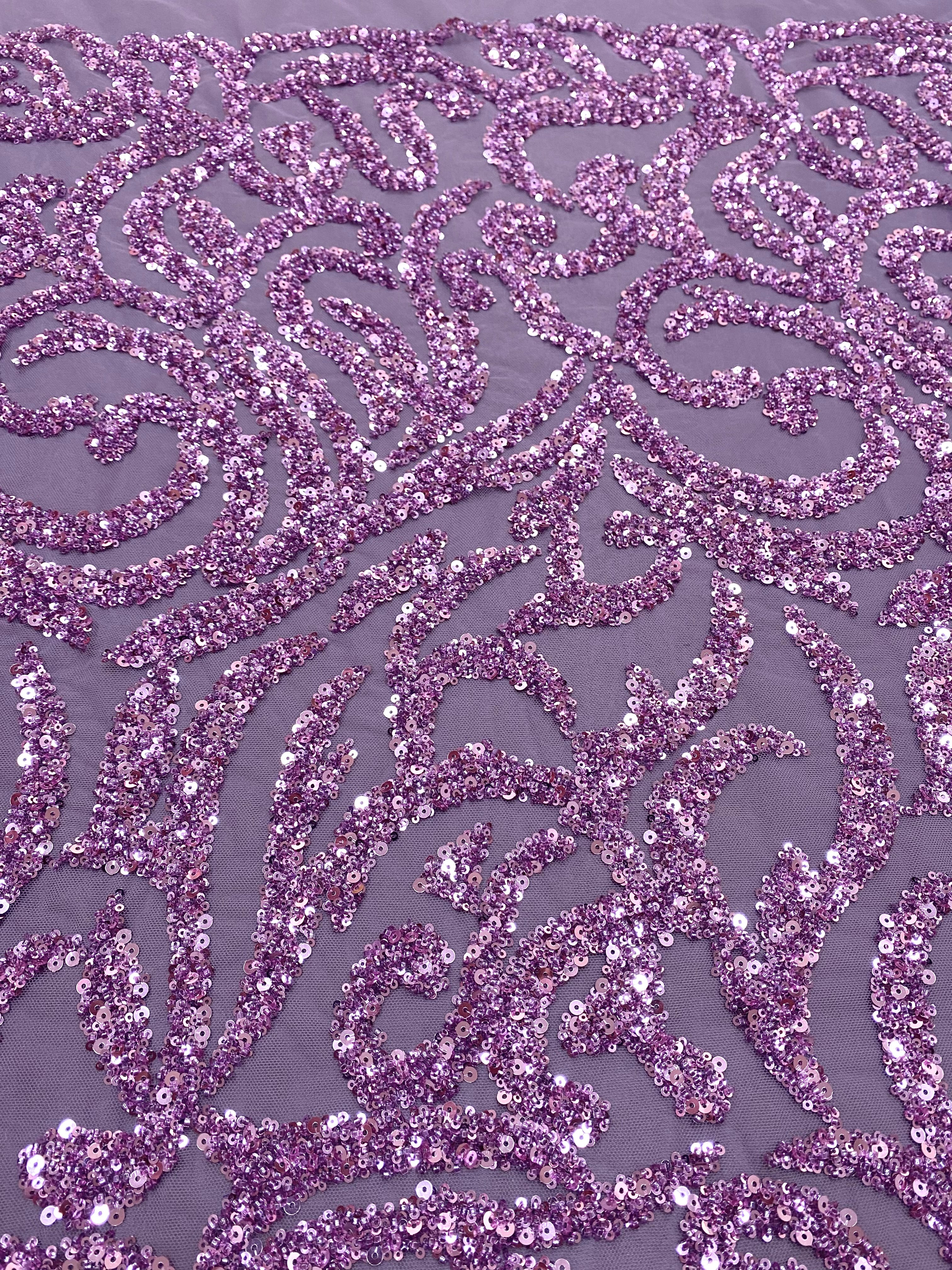 Dantela Couture Pudra cu Model Geometric, cu Margele si Paiete