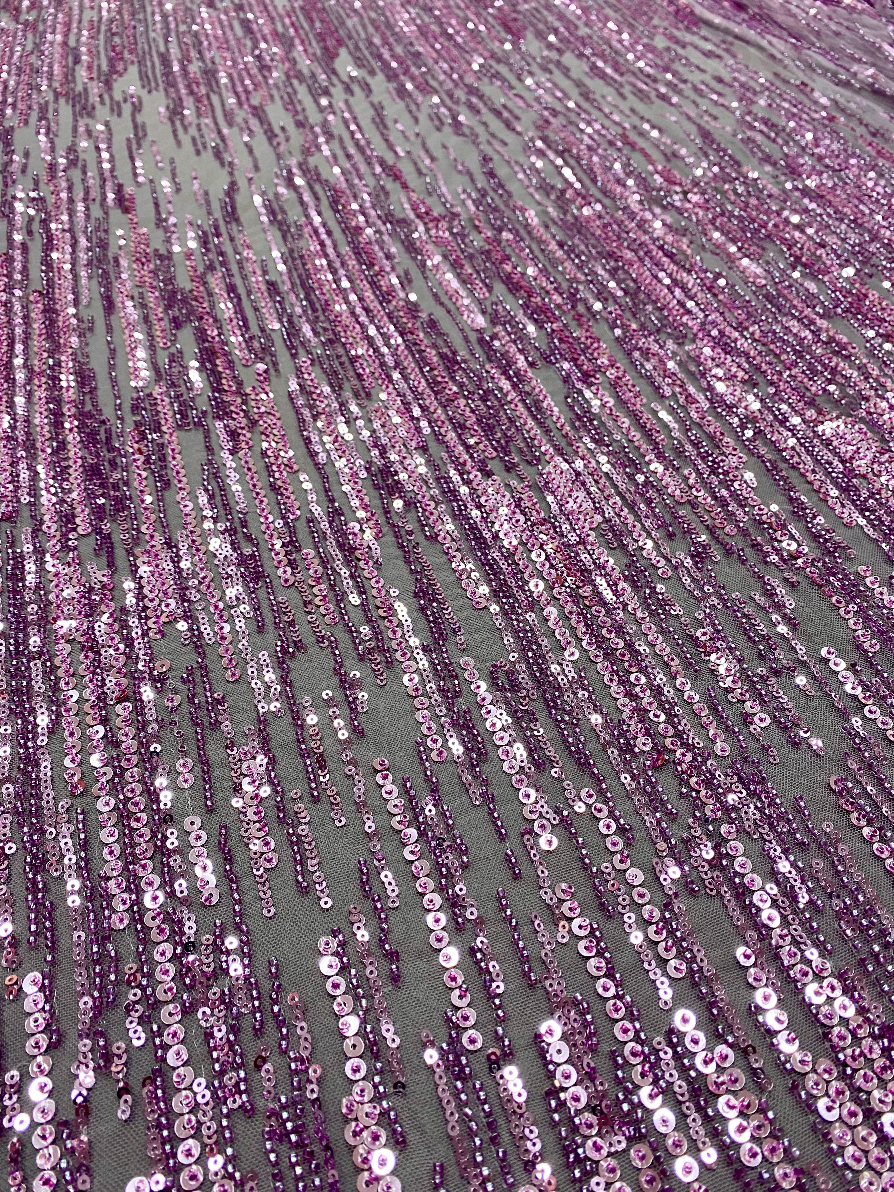 Dantela Couture Pudra cu Model Liniar, cu Margele si Paiete