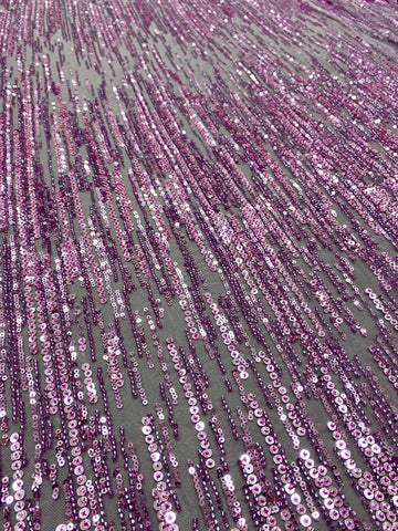 Dantela Couture Pudra cu Model Liniar, cu Margele si Paiete