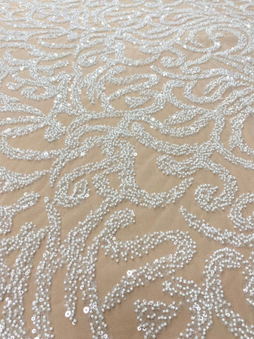 Dantela Couture Ivory geometriai mintával, gyöngyökkel és flitterekkel