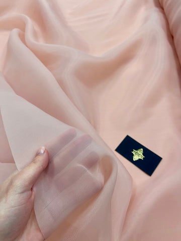 Organza Sidefata Roz Somon -  3 m Latime