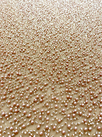 Dantela Couture Auriu Rose cu Model General, cu Perle si Margele