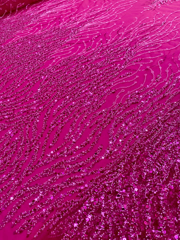 Dantela Couture Fucsia gyöngyökkel és flitterekkel, szálakkal