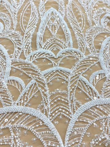 Dantela Couture Ivory geometriai mintával, gyöngyökkel és flitterekkel