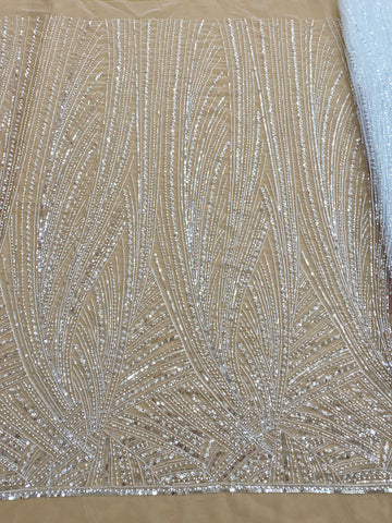 Dantela Couture Diamond lineáris mintával, gyöngyökkel, gyöngyöcskékkel és flitterekkel