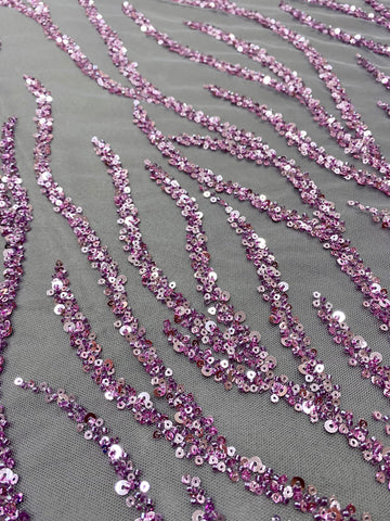 Dantela Couture Pudra cu Siraguri, cu Margele si Paiete