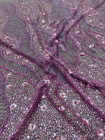 Dantela Couture Geometriai Mintás és Virágos Por, Gyöngyökkel és Flitterekkel