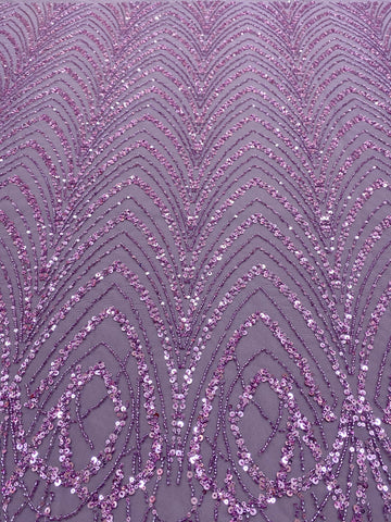 Dantela Couture Pudra cu Model Geometric cu Margele si Paiete