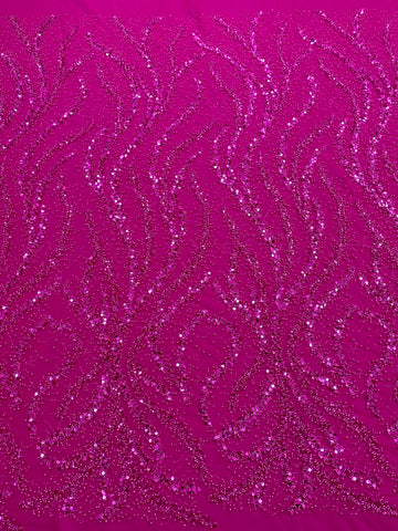 Dantela Couture Fucsia gyöngyökkel, gyöngyökkel és flitterekkel