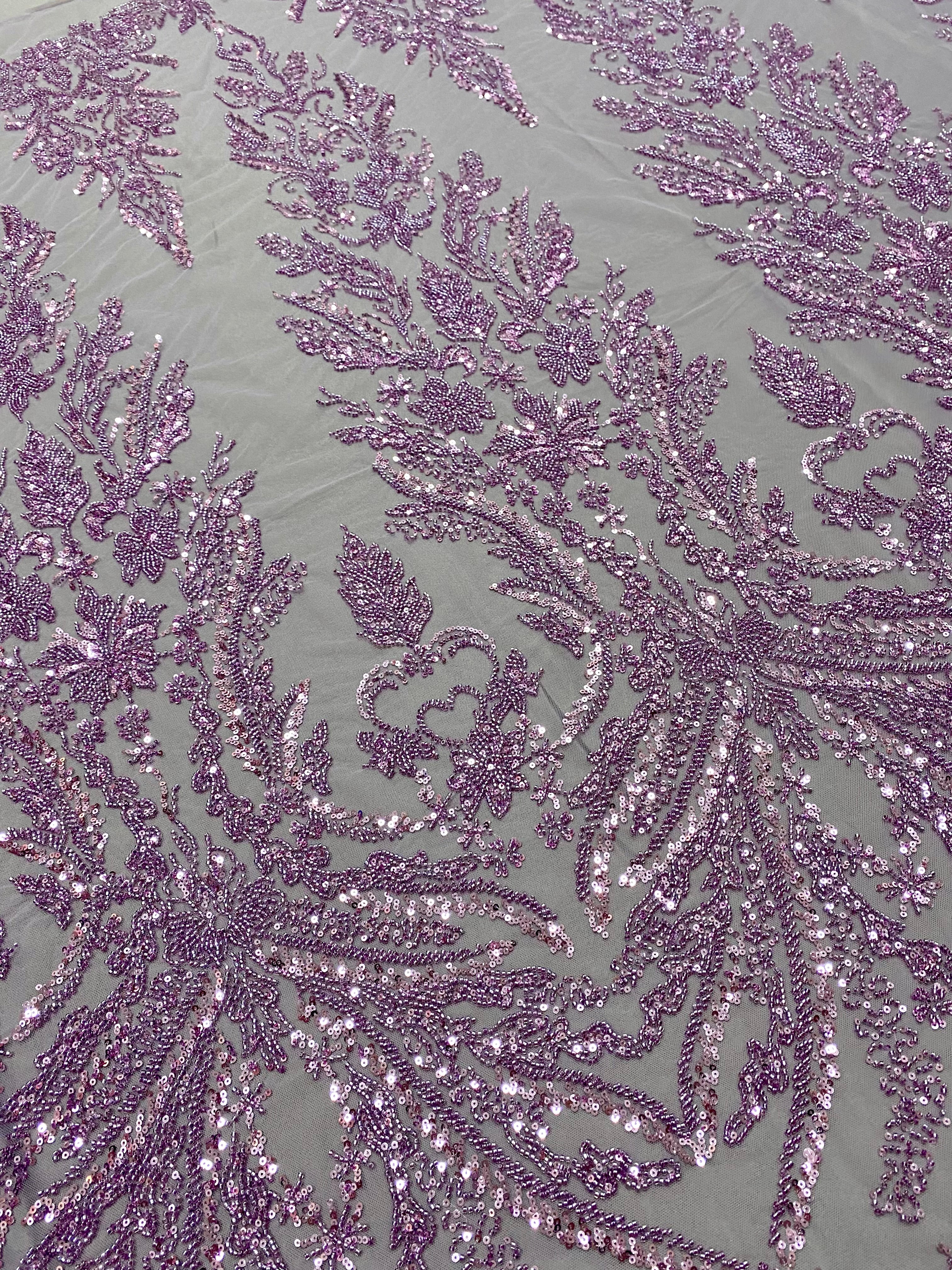 Dantela Couture Pudra cu Model Floral, cu Margele si Paiete