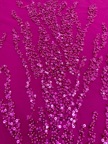 Dantela Couture Fucsia gyöngyökkel, gyöngyökkel és flitterekkel
