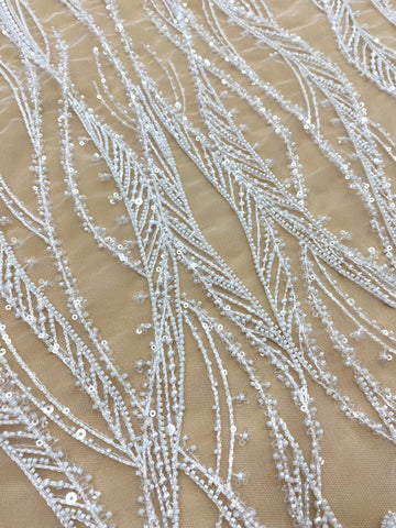 Dantela Couture Ivory geometriai mintával, gyöngyökkel és flitterekkel