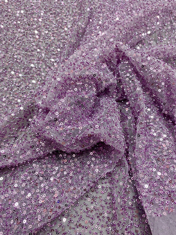 Dantela Couture Pudra cu Model General, cu Margele si Paiete