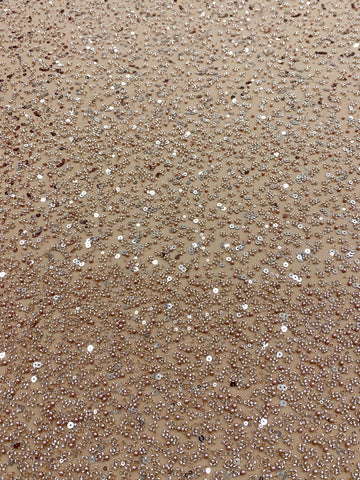 Csipke Couture arany rózsaszín átmenetes, gyöngyökkel, gyöngyökkel és flitterekkel