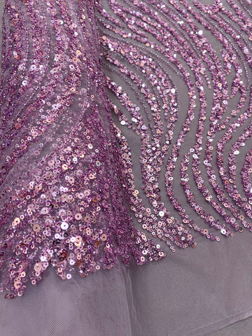 Dantela Couture Pudra cu Model Liniar, cu Margele si Paiete