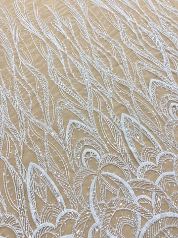 Dantela Couture Ivory geometriai mintával, gyöngyökkel és flitterekkel