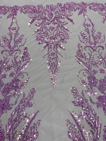 Dantela Couture Pudra cu Model Floral, cu Margele si Paiete