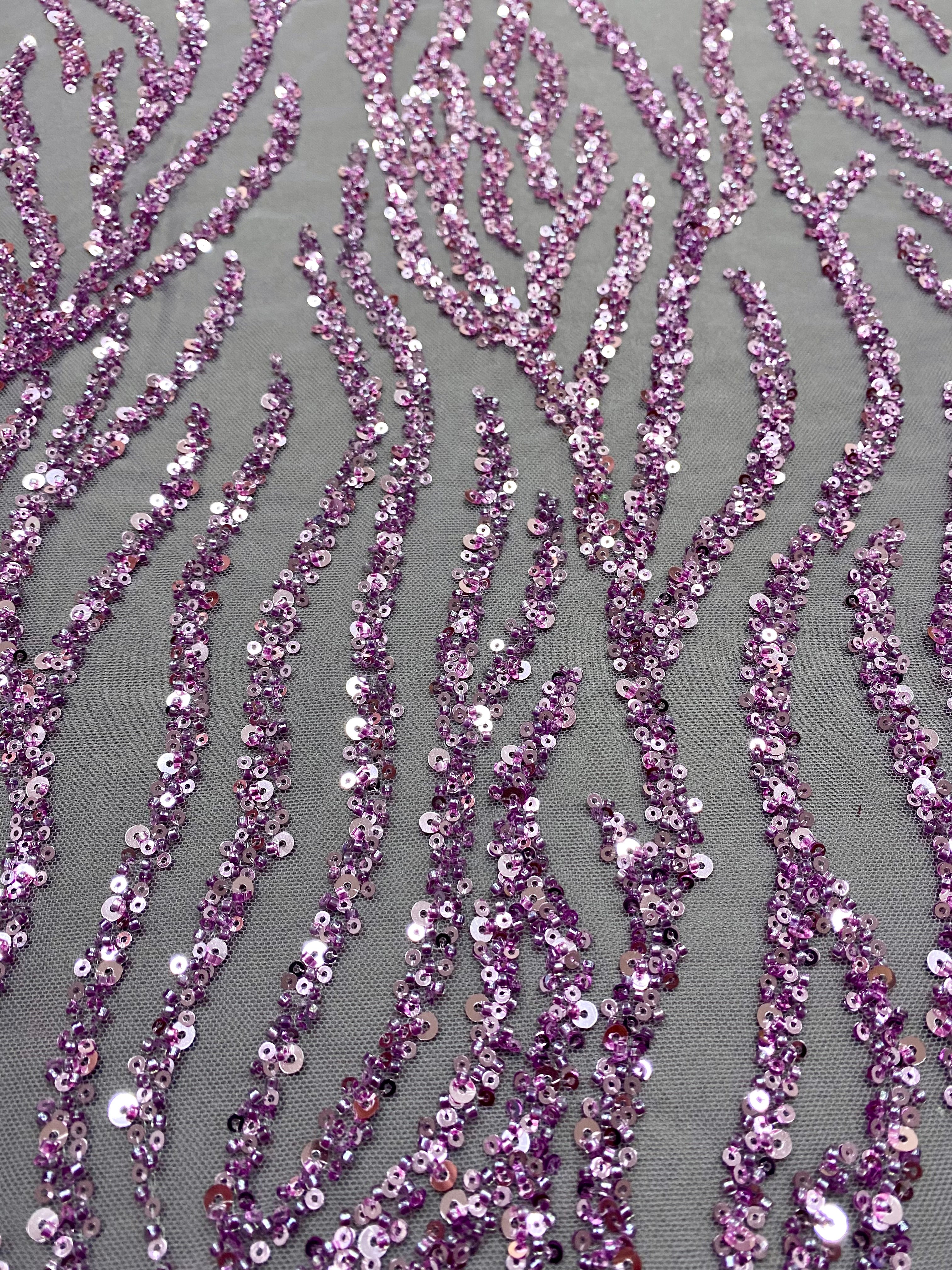 Dantela Couture Pudra cu Siraguri, cu Margele si Paiete