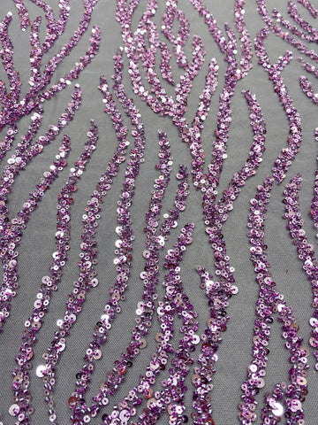 Dantela Couture Pudra cu Siraguri, cu Margele si Paiete