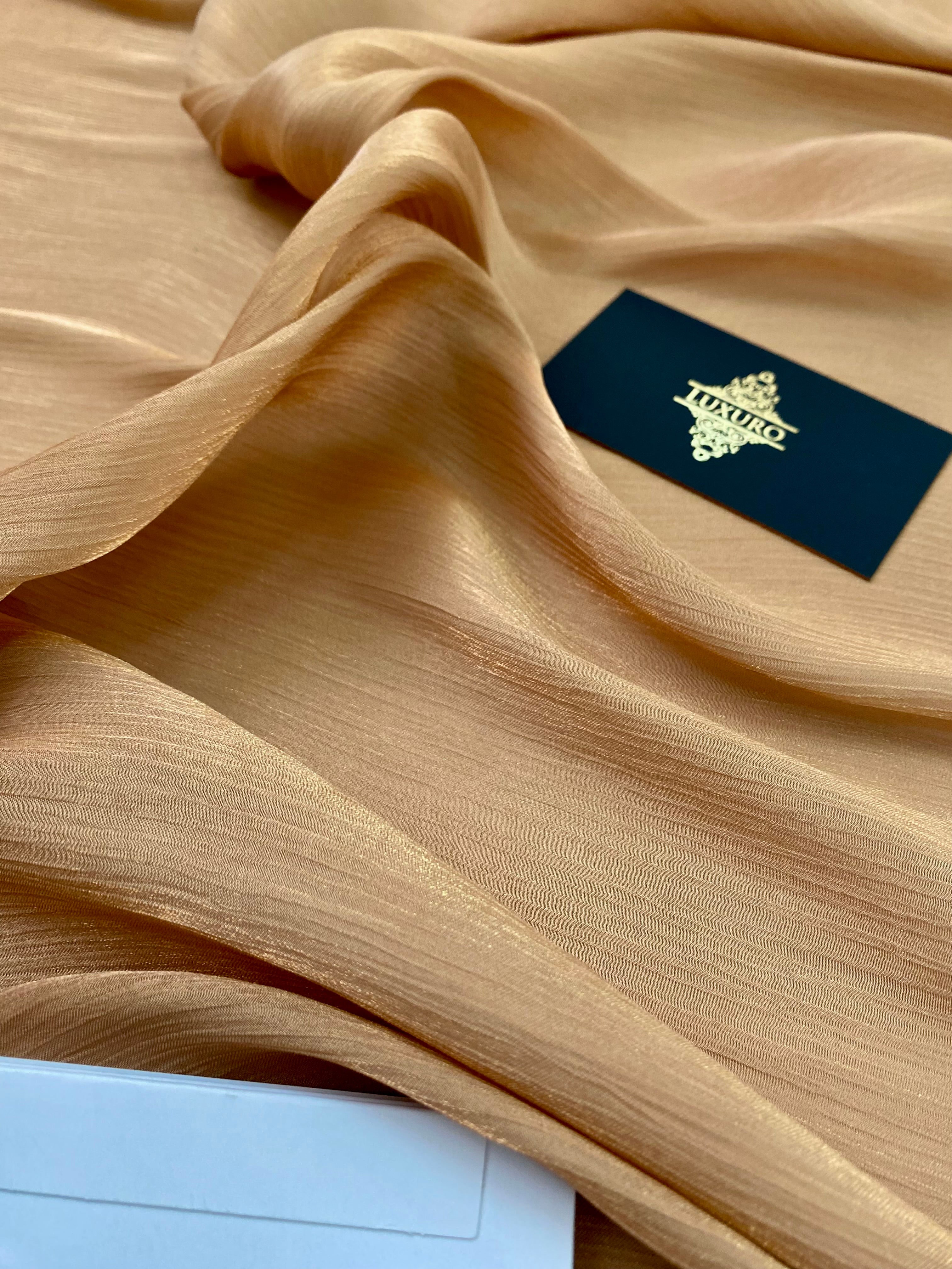 Bronz kreppelt fóliázott voile