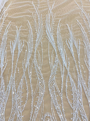 Dantela Couture Ivory geometriai mintával, gyöngyökkel és flitterekkel