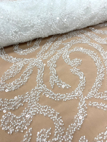 Dantela Couture Ivory geometriai mintával, gyöngyökkel és flitterekkel