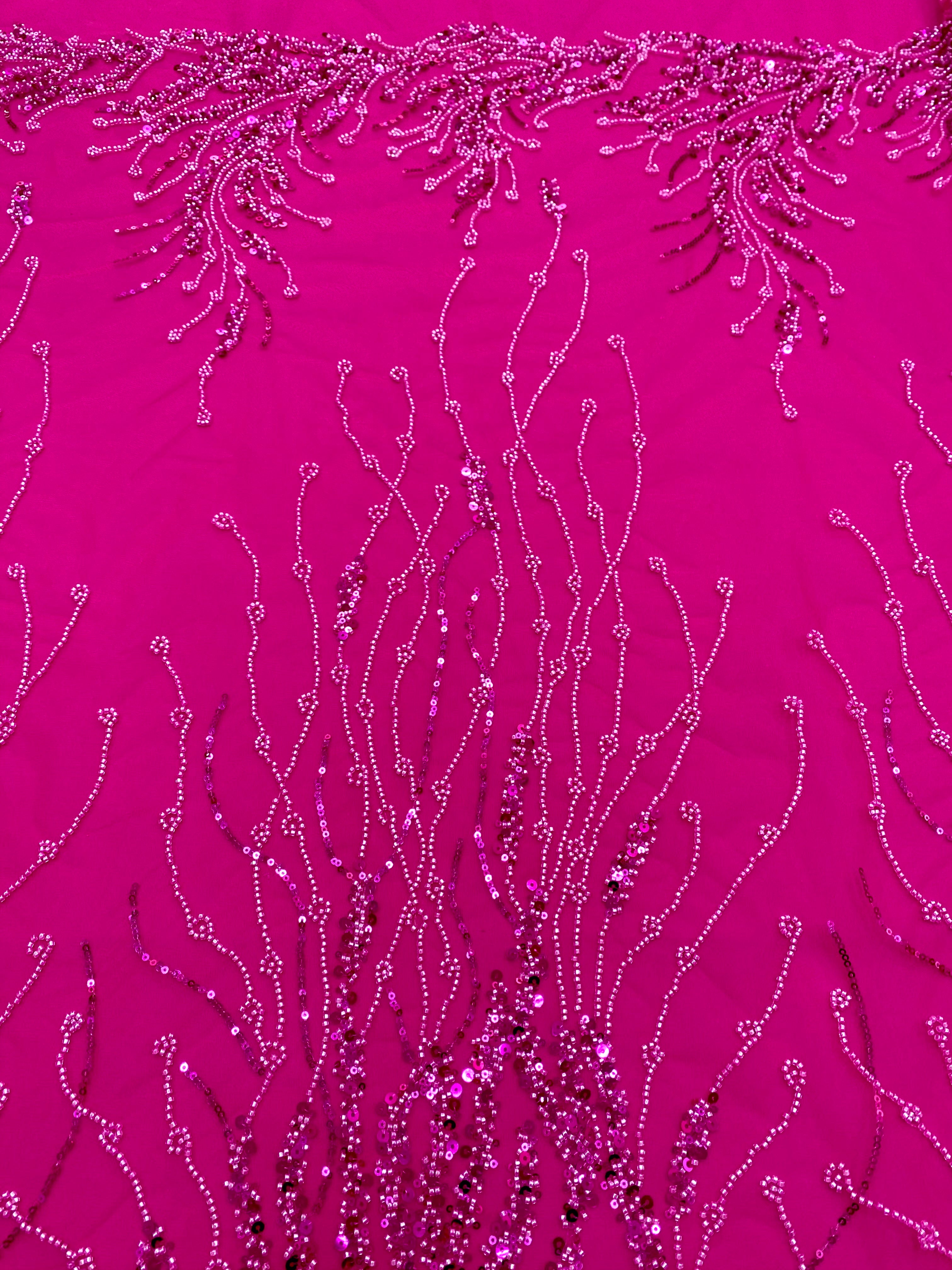 Dantela Couture Fucsia gyöngyökkel és flitterekkel, szálakkal