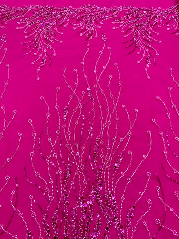 Dantela Couture Fucsia gyöngyökkel és flitterekkel, szálakkal