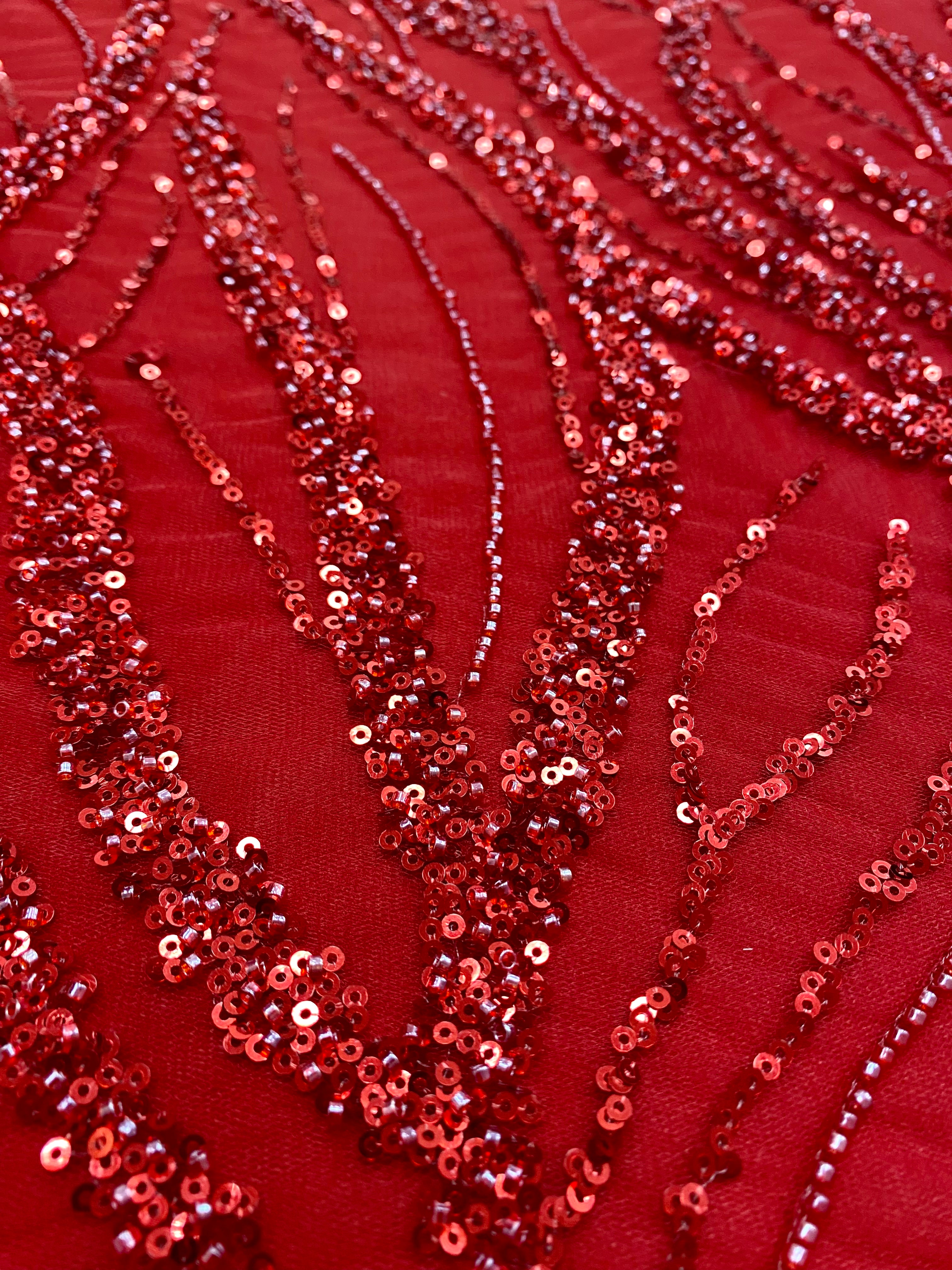 Dantela Couture Rosie cu Siraguri, cu Margele si Paiete
