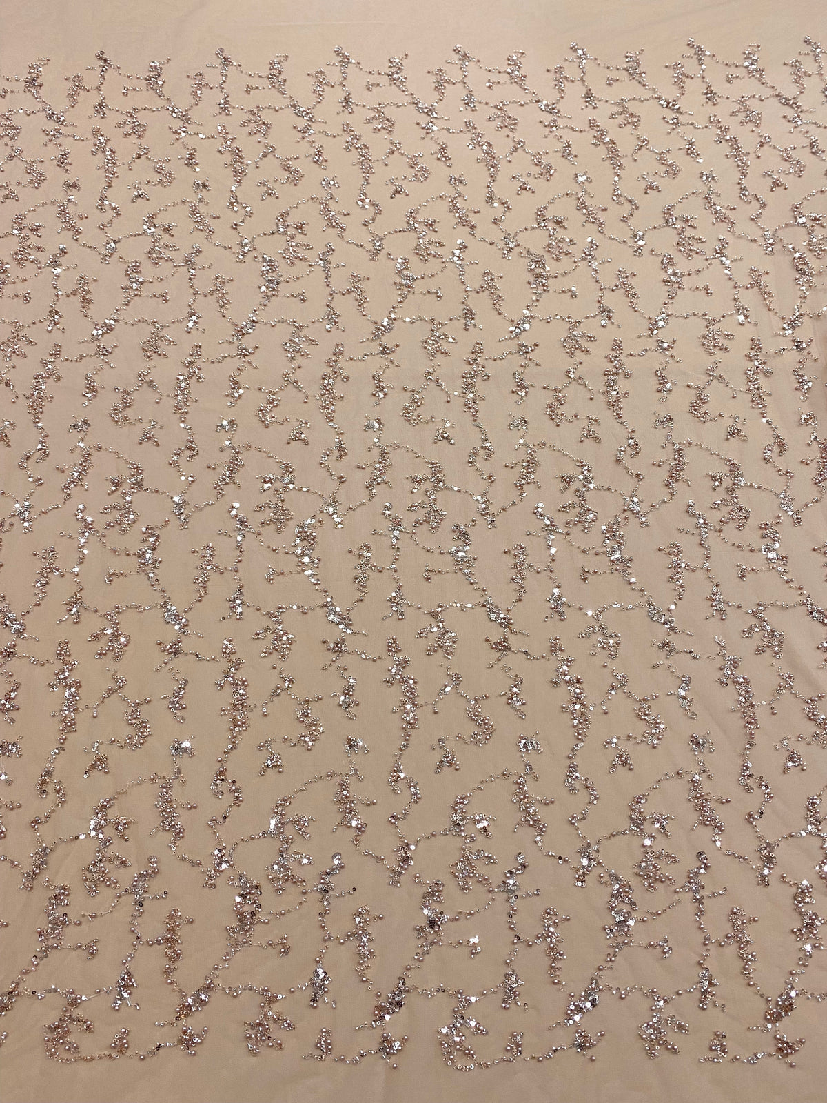 Dantela Couture Auriu Rose cu Perle, Margele si Paiete