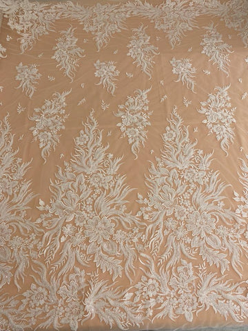 Dantela Couture Ivory virágmintás, gyöngyökkel és flitterekkel