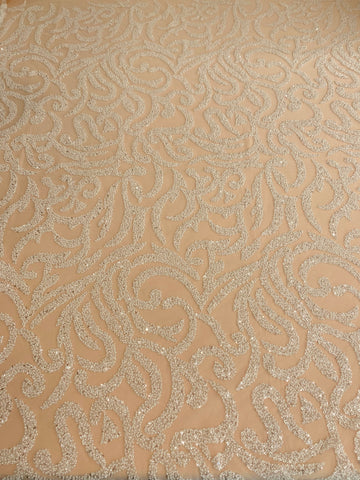 Dantela Couture Ivory geometriai mintával, gyöngyökkel és flitterekkel