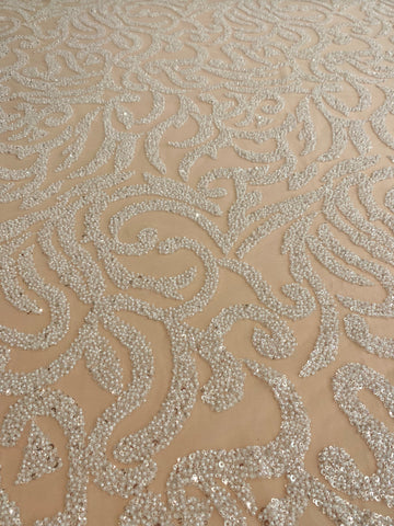 Dantela Couture Ivory geometriai mintával, gyöngyökkel és flitterekkel
