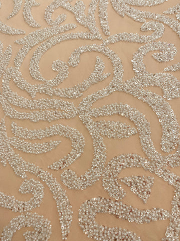 Dantela Couture Ivory geometriai mintával, gyöngyökkel és flitterekkel