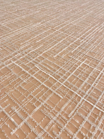 Dantela cu Model Geometric, cu Perle si Paiete